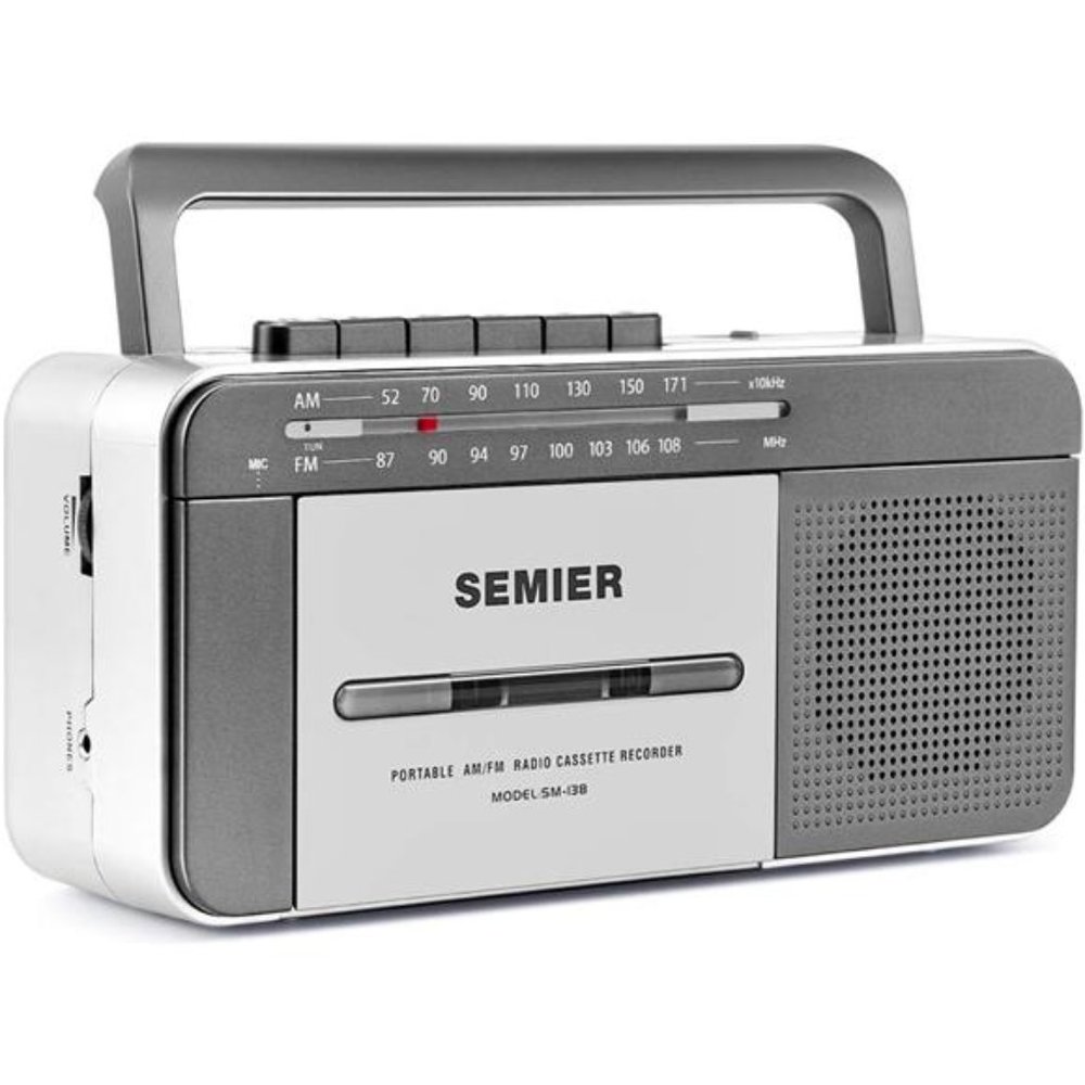 Retro Boombox Cassette Player AM/FM Radio Stereo, AC Powered or Battery Operated